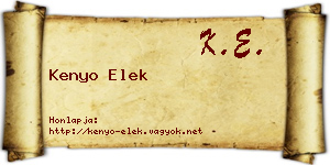 Kenyo Elek névjegykártya